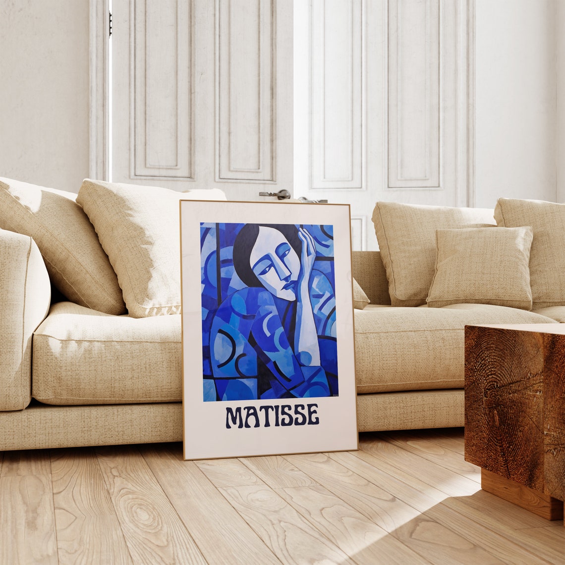Matisse Blue Portrait Woman Resting Head on Hand Modern Art Poster - Image 4