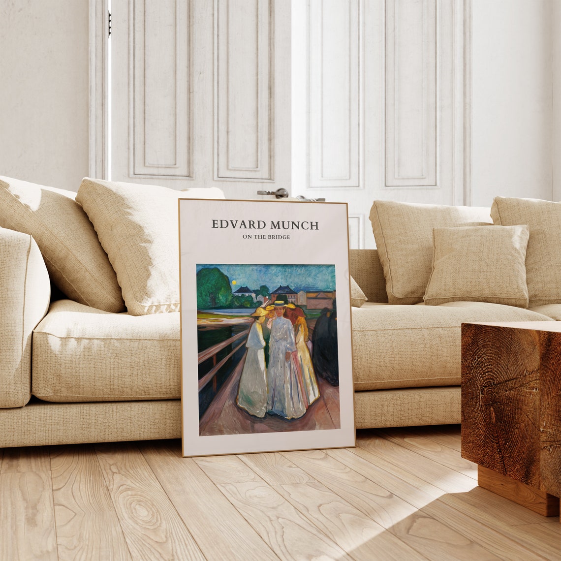 Edvard Munch On The Bridge Minimalist Moonlit Group Art Poster - Image 2