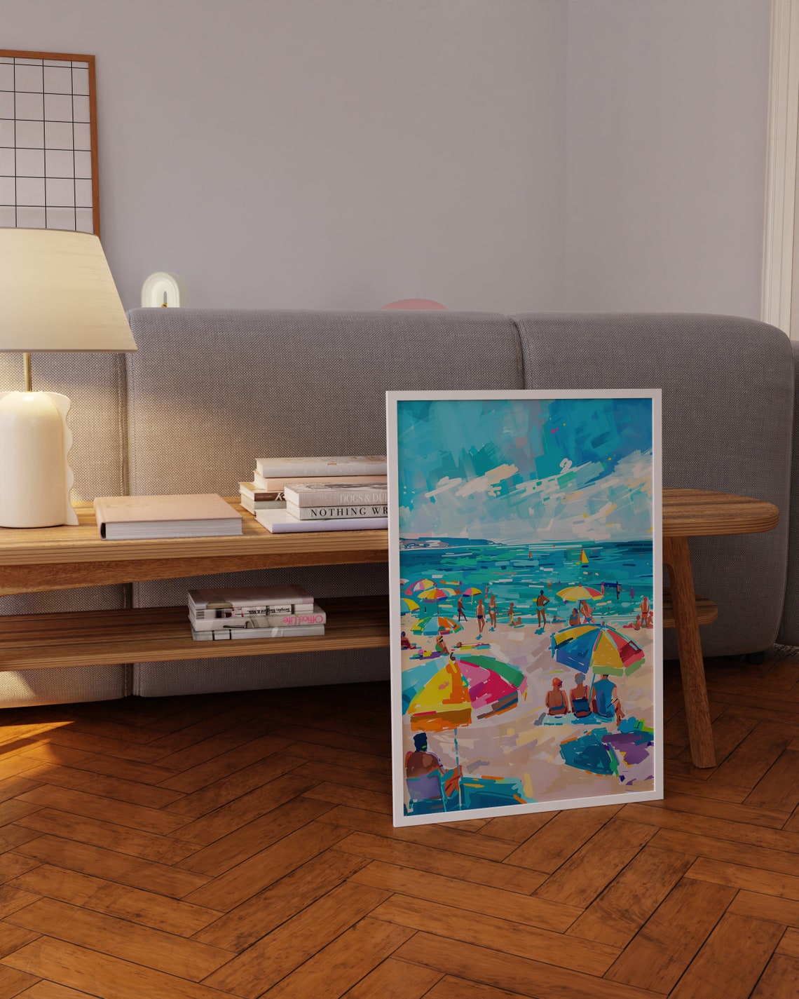 Summer Beach Vacation Umbrellas Swimmers Turquoise Sea Poster - Image 3
