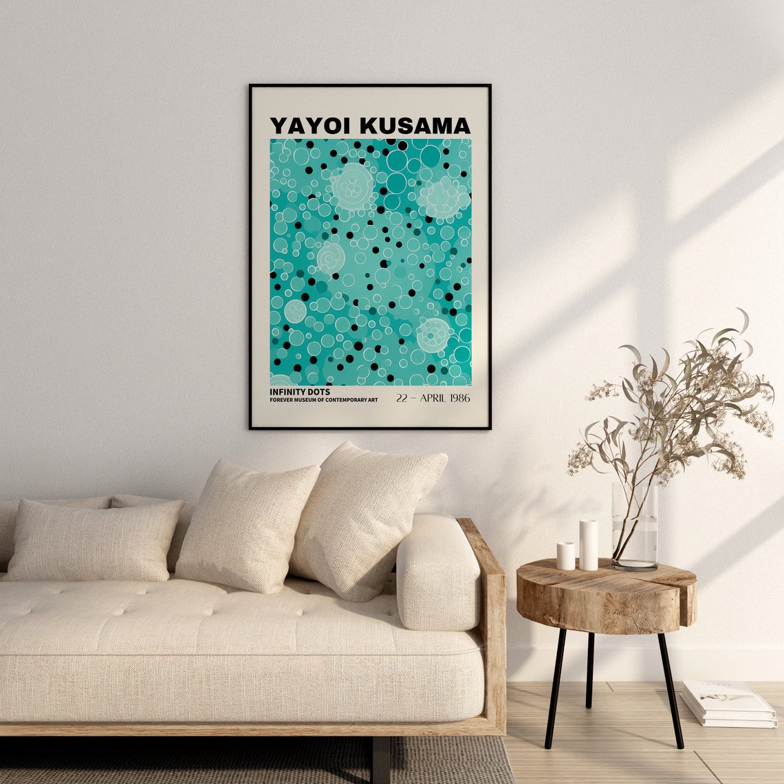 Yayoi Kusama Infinity Dots Teal Art Museum Exhibition Poster - Image 2