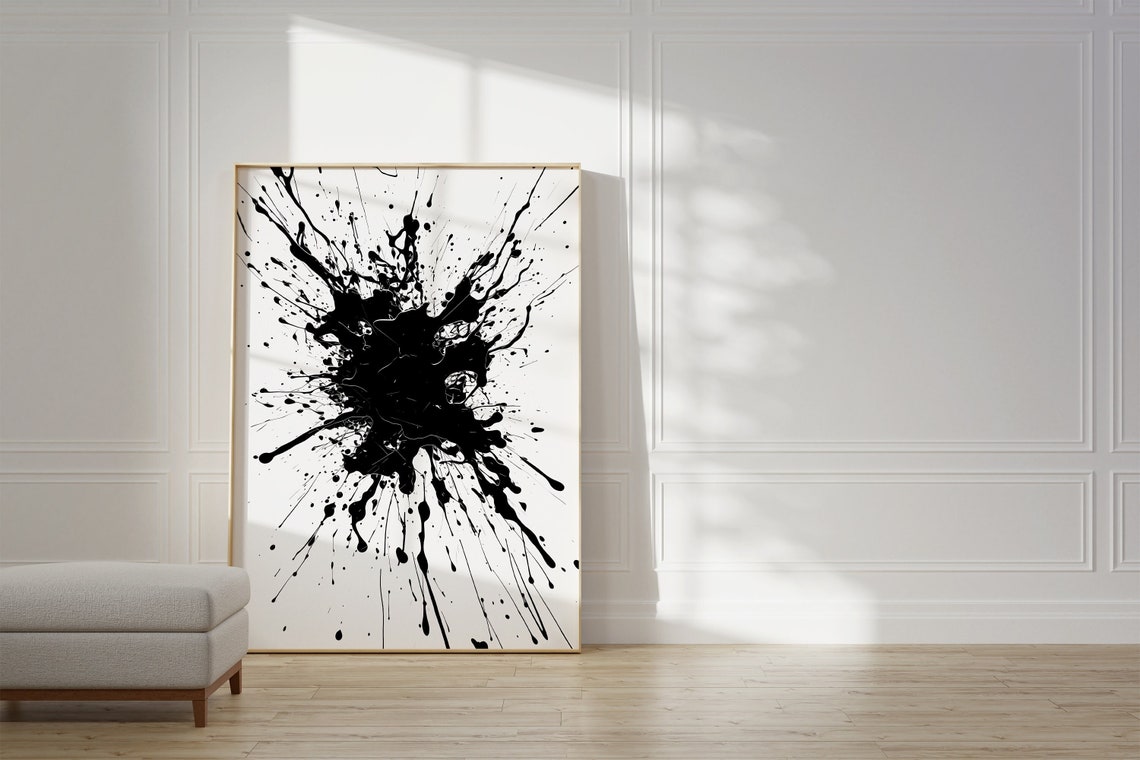 Jackson Pollock Black Paint Splash Minimalist Abstract Poster