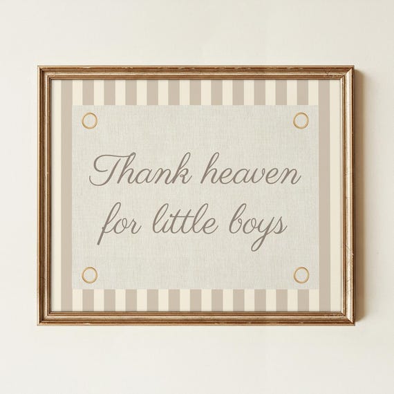 Vintage Nursery Print Thank Heaven For Little Boys Printed Shipped