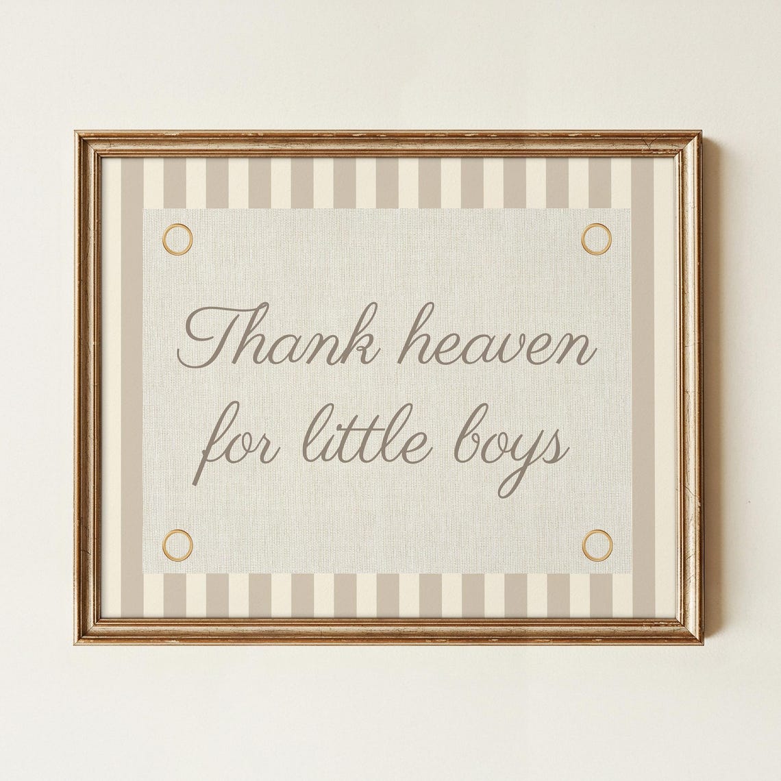 Thank Heaven For Little Boys Vintage Striped Script Nursery Poster