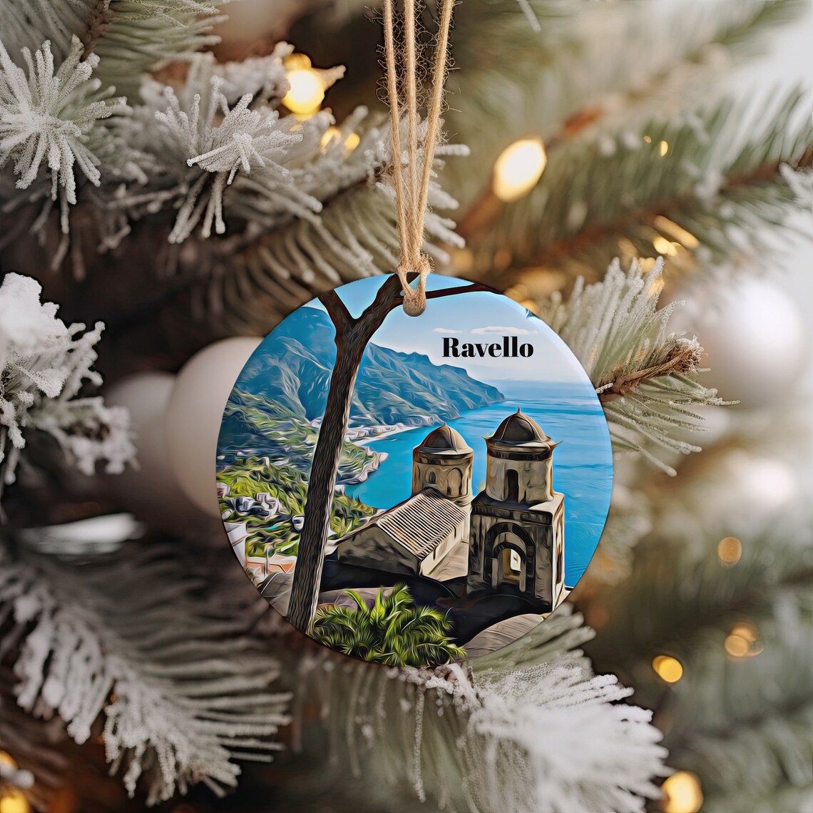 Ravello Italy Amalfi Coast Church Towers Seaside Ornament Print