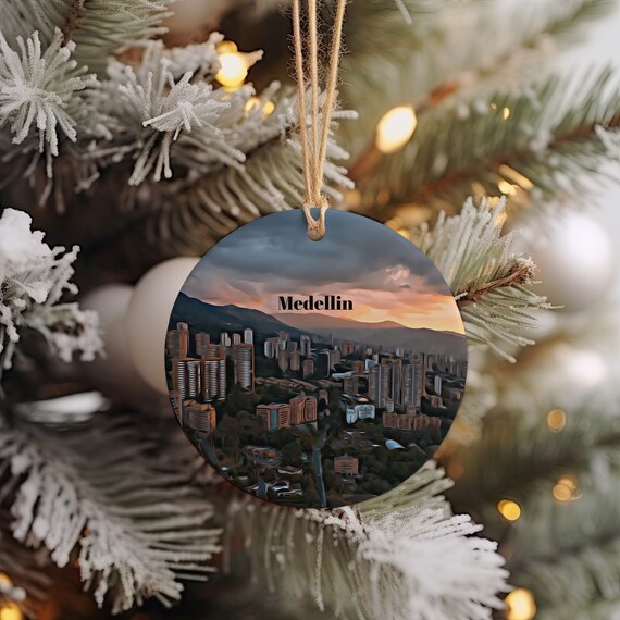 Medellin Colombia City Skyline Sunset Travel Souvenir Poster