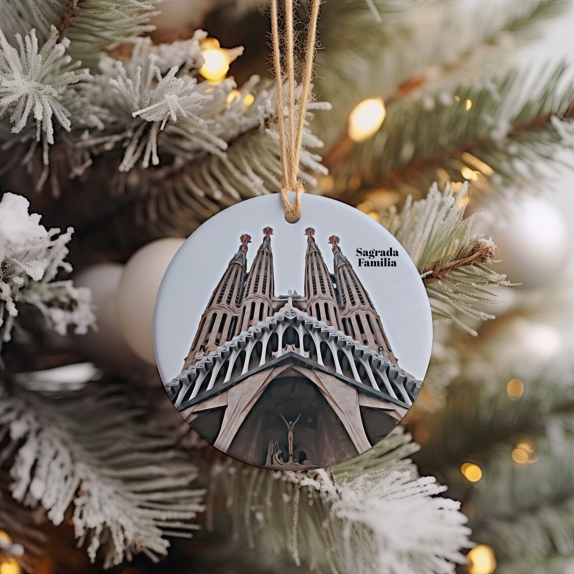 Sagrada Familia Barcelona Gaudi Basilica Christmas Ornament Poster