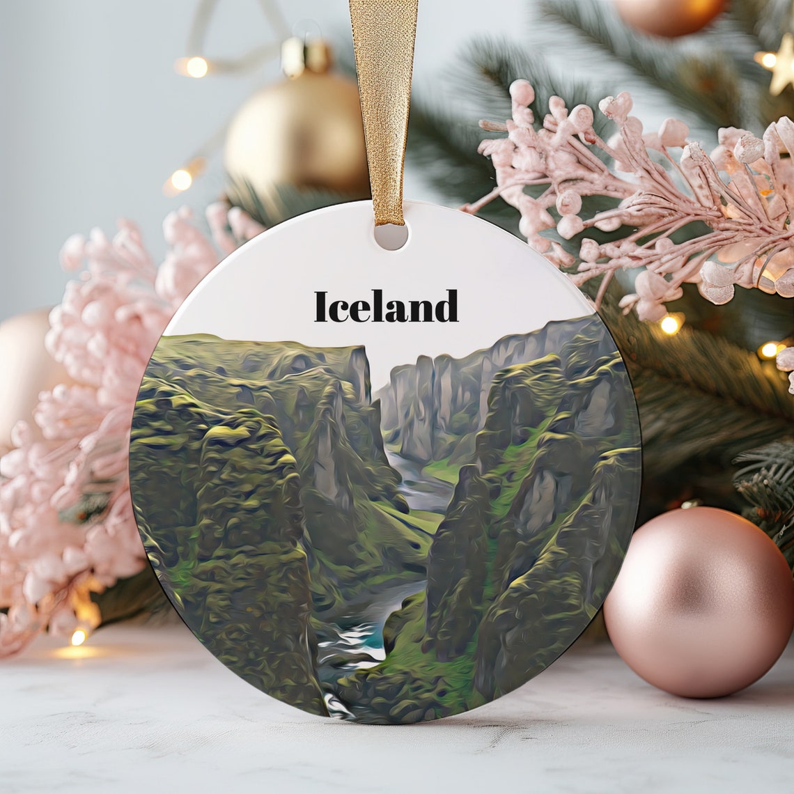 Iceland Green Canyon Christmas Ornament Travel Keepsake Wall Print