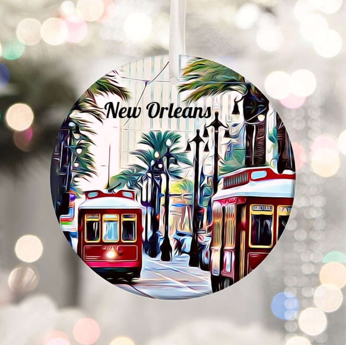 New Orleans Louisiana Streetcar Christmas Ornament Souvenir Poster