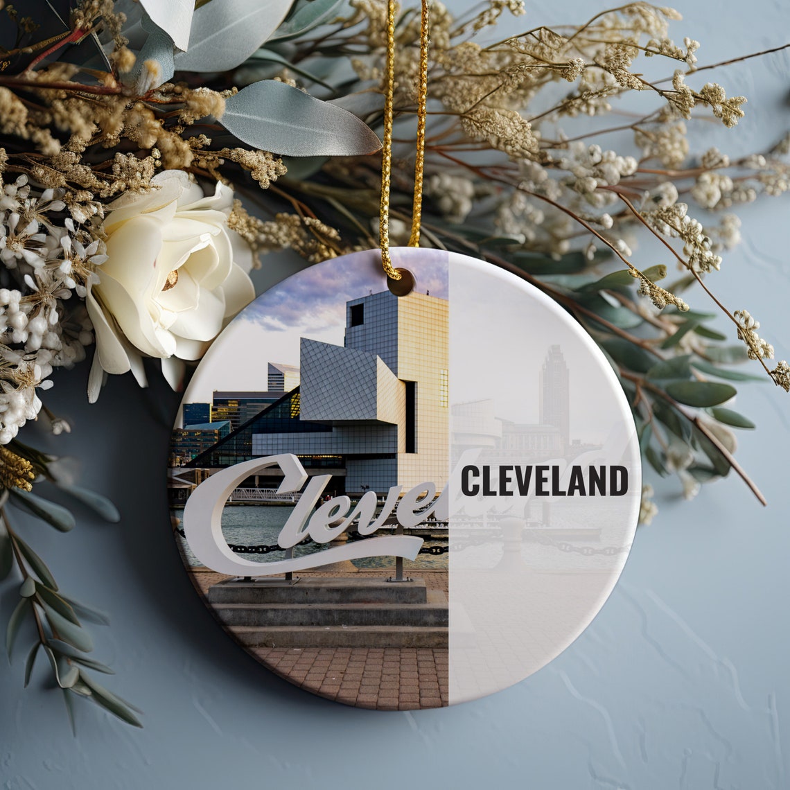 Cleveland Christmas Ornament Downtown Skyline Souvenir Poster