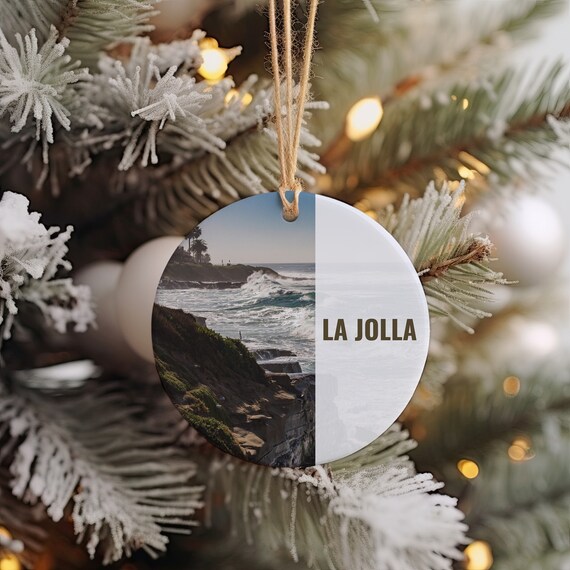 La Jolla California Rocky Coastline Waves Christmas Ornament Keepsake Print