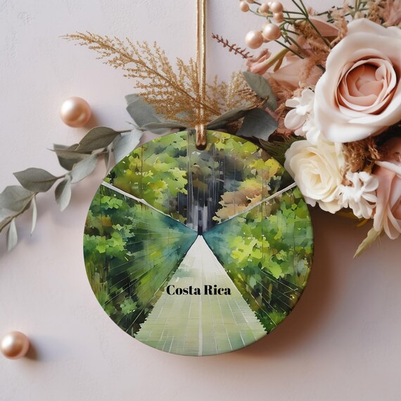 Costa Rica Rainforest Bridge Christmas Ornament Travel Poster