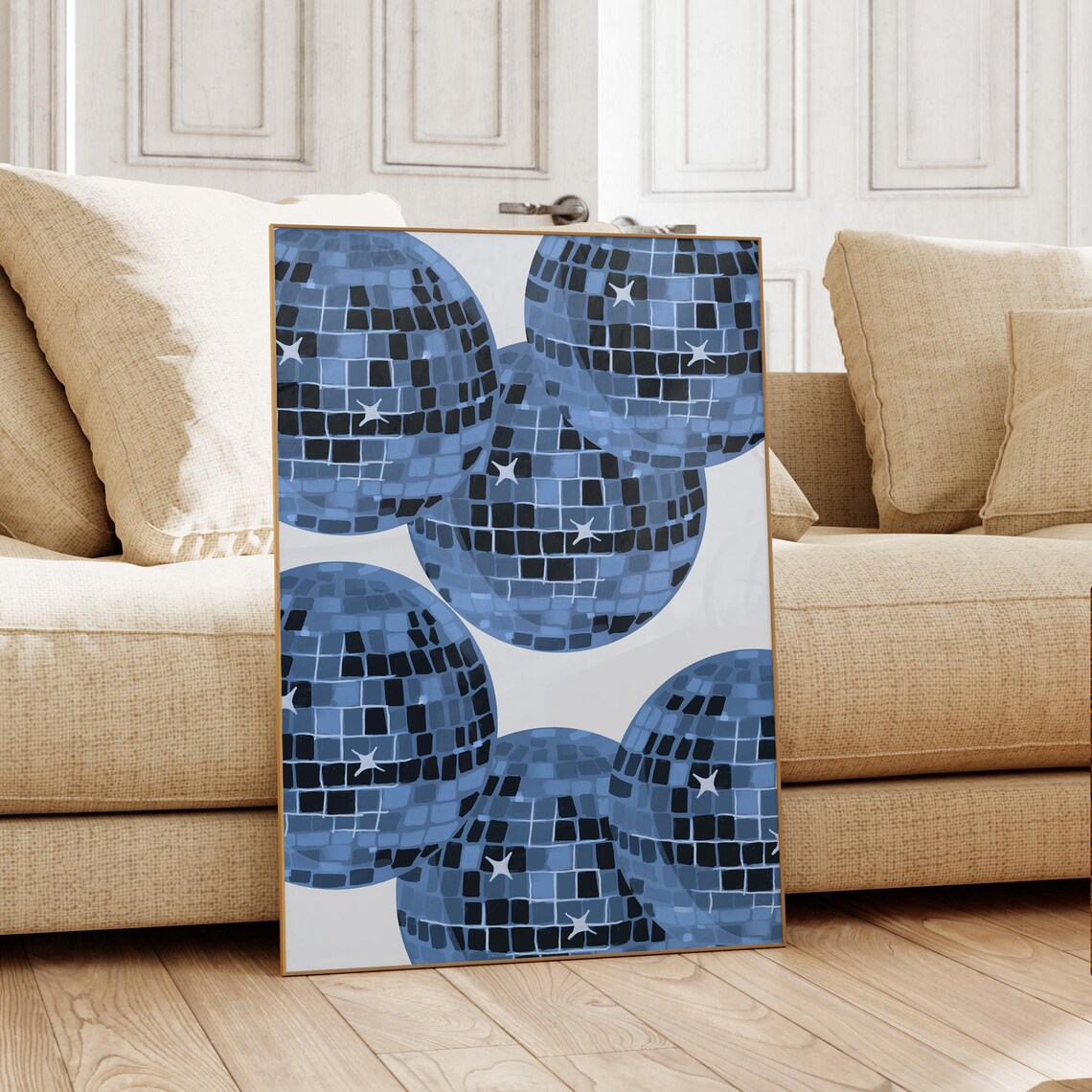 Blue Trendy Gallery Set for Dorm Decor, Art Print