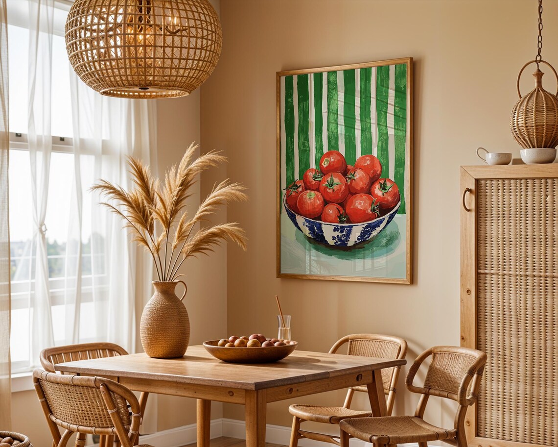 Tomatoes Wall Art Trendy Tomato Food Print Tomato Art Kitchen Poster Farmhouse Kitchen Drawing Eclectic Kitchen Retro Kitchen Print - Image 2