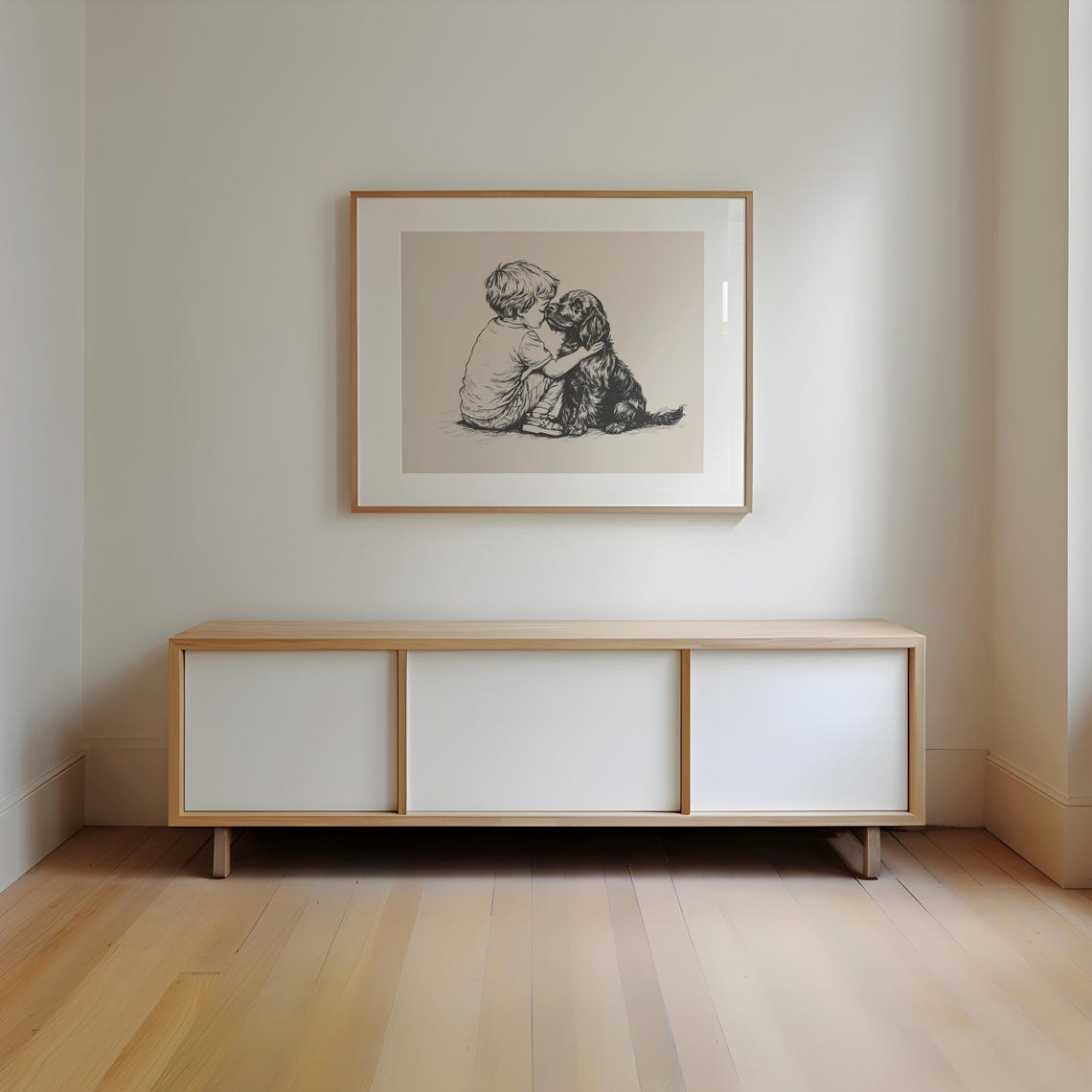 Boy And A Dog Vintage Print Spaniel Antique Painting Farmhouse Wall Art Dog Sketch Country Wall Decor Dog Drawing Dog Wall Art - Image 2