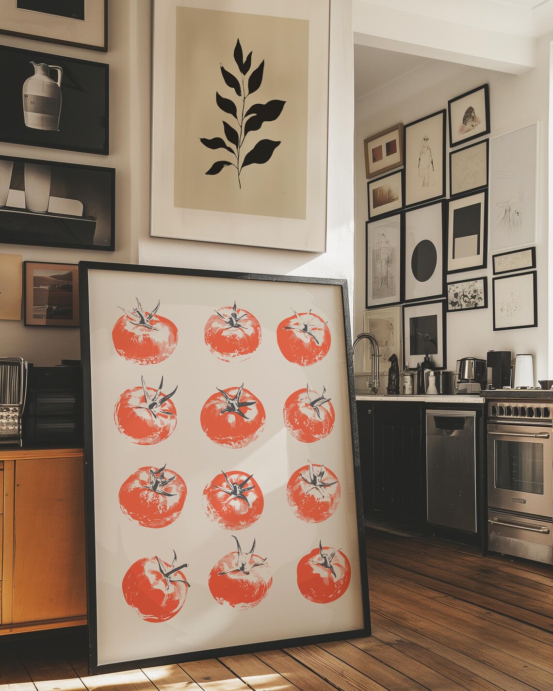 Tomato Print Tomatoes Wall Art Kitchen Poster Trendy Tomato Food Art Farmhouse Kitchen Art Drawing Eclectic Kitchen Retro Kitchen Art - Image 3