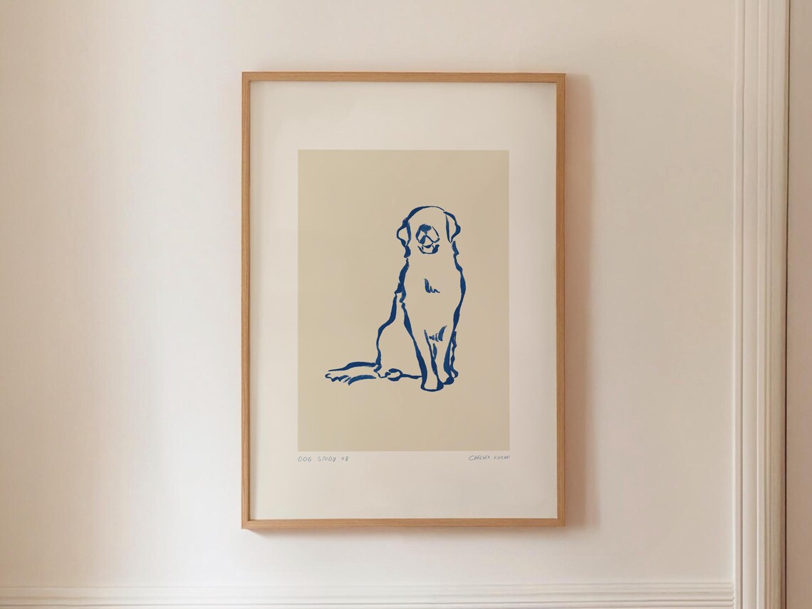 Abstract Dog Line Art, Modern Nordic Art Print