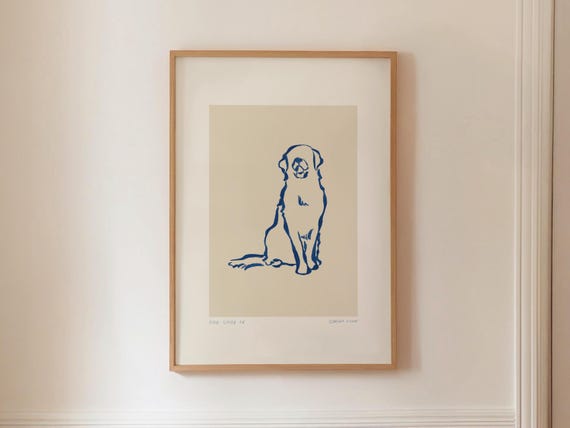 Abstract Dog Line Art, Modern Nordic Art Print