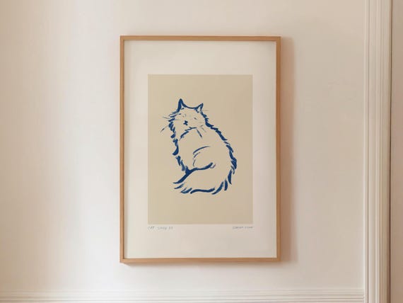 Minimalist Cat Sketch Abstract Animal Print Modern Poster Printable Wall Art Contemporary Gallery Painting Simple Hand Drawn Line