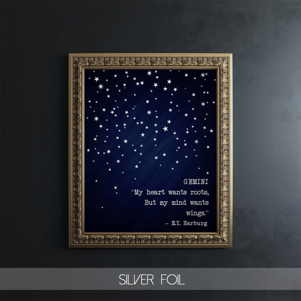 Gemini Gold Foil Zodiac Art Print, Star Sign Decor - Image 3