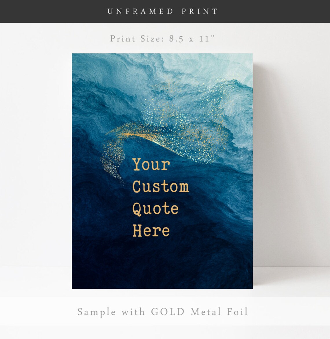 Custom Quote Gold Foil Art Print, Personalized Text - Image 3