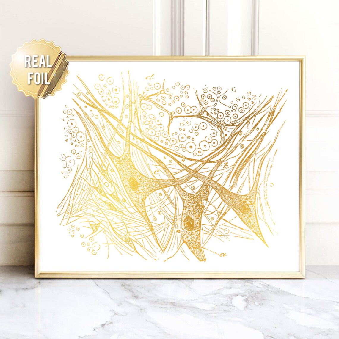 Neuroscience Brain Gray Matter Gold Foil Art Print