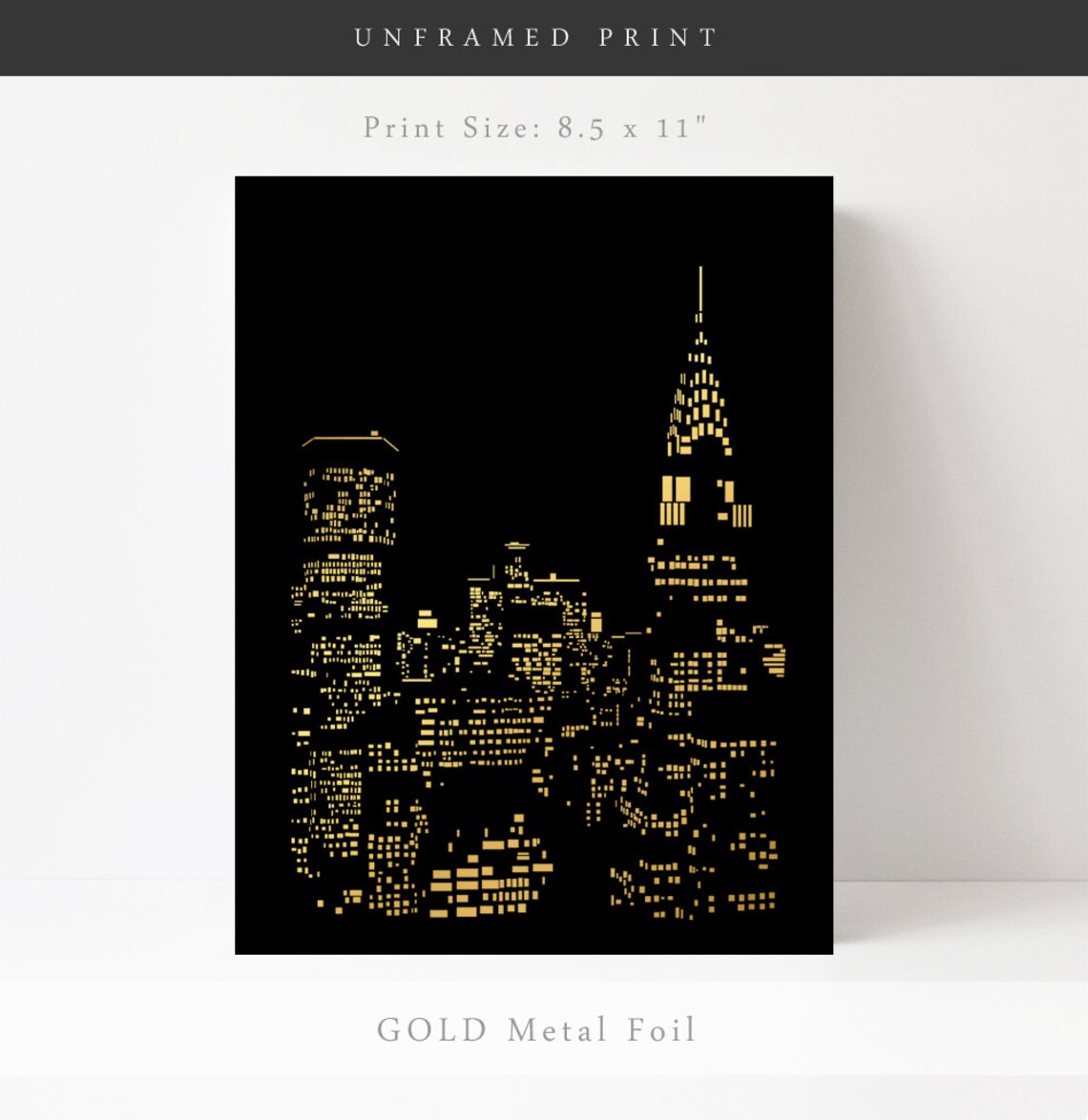 Gold New York Skyline Art Print, NYC Cityscape - Image 3