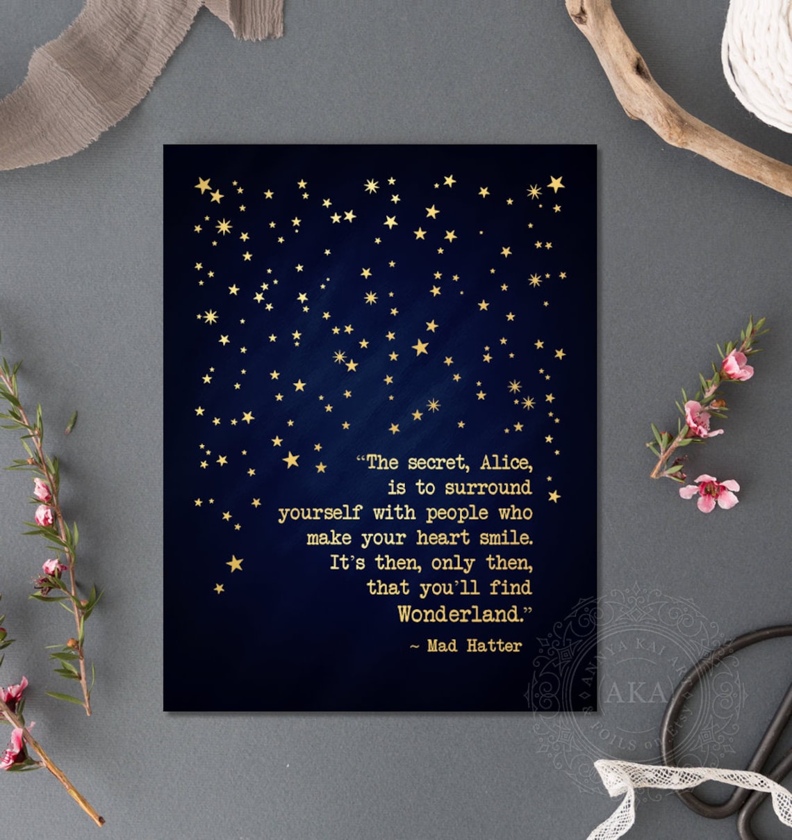Alice In Wonderland Decor, Gold Star Art Print - Image 4