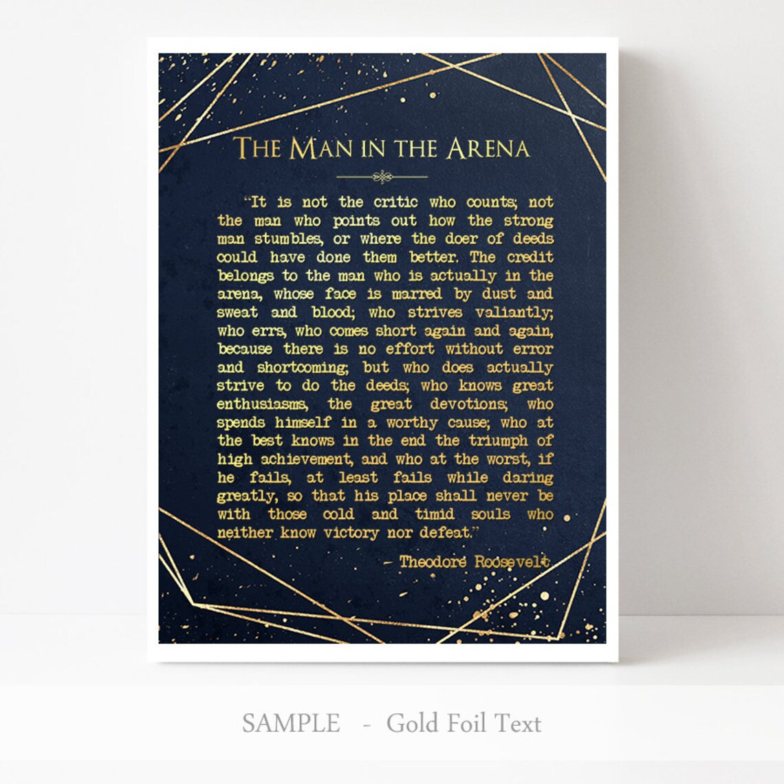Theodore Roosevelt Quote, Man In The Arena Poster Print - Image 3