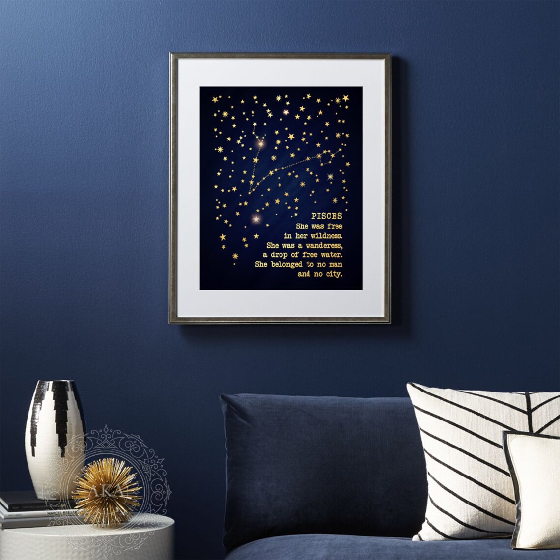 Pisces Gold Foil Zodiac Art Print, Constellation Gift - Image 4