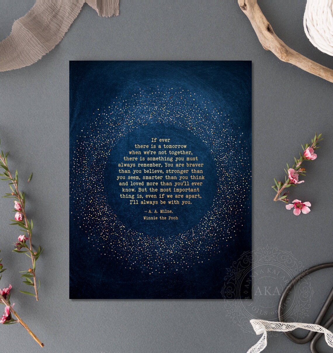 Winnie The Pooh Quote, Gold Foil Wall Art Print - Image 2
