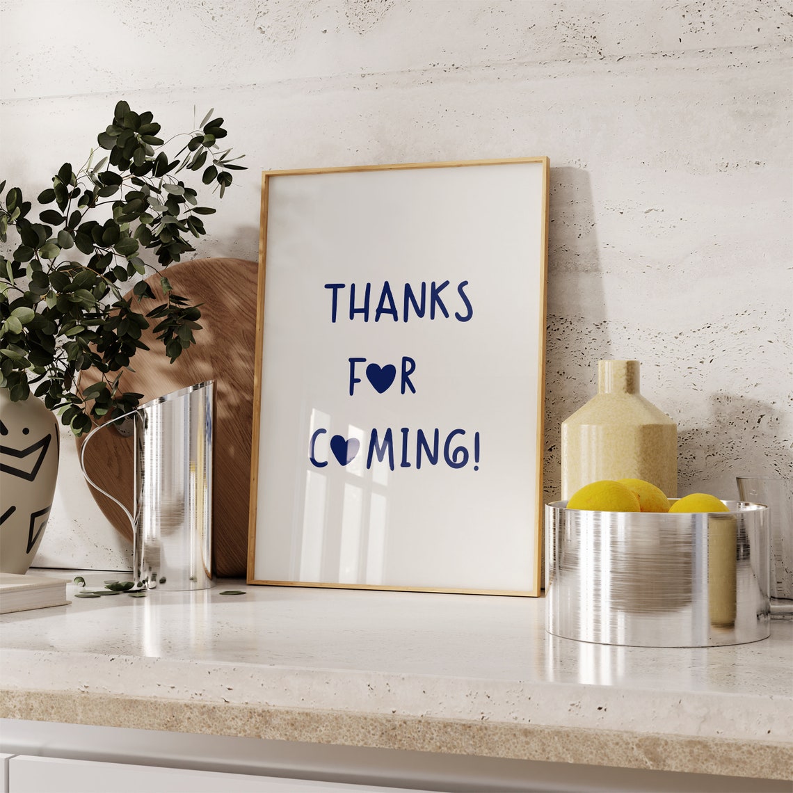 Thanks for Coming Navy Blue Heart Guest Quote Kitchen Wall Poster - Image 5