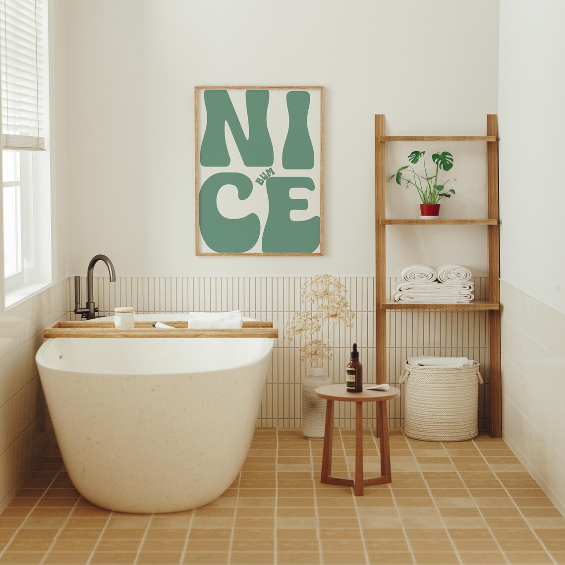 Nice Bum Typography Print, Funny Bathroom Art - Image 2