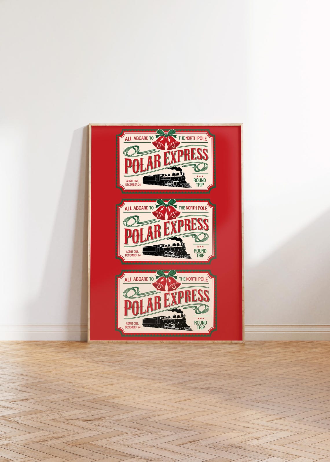 Polar Express North Pole Triple Ticket Red Christmas Holiday Poster - Image 4