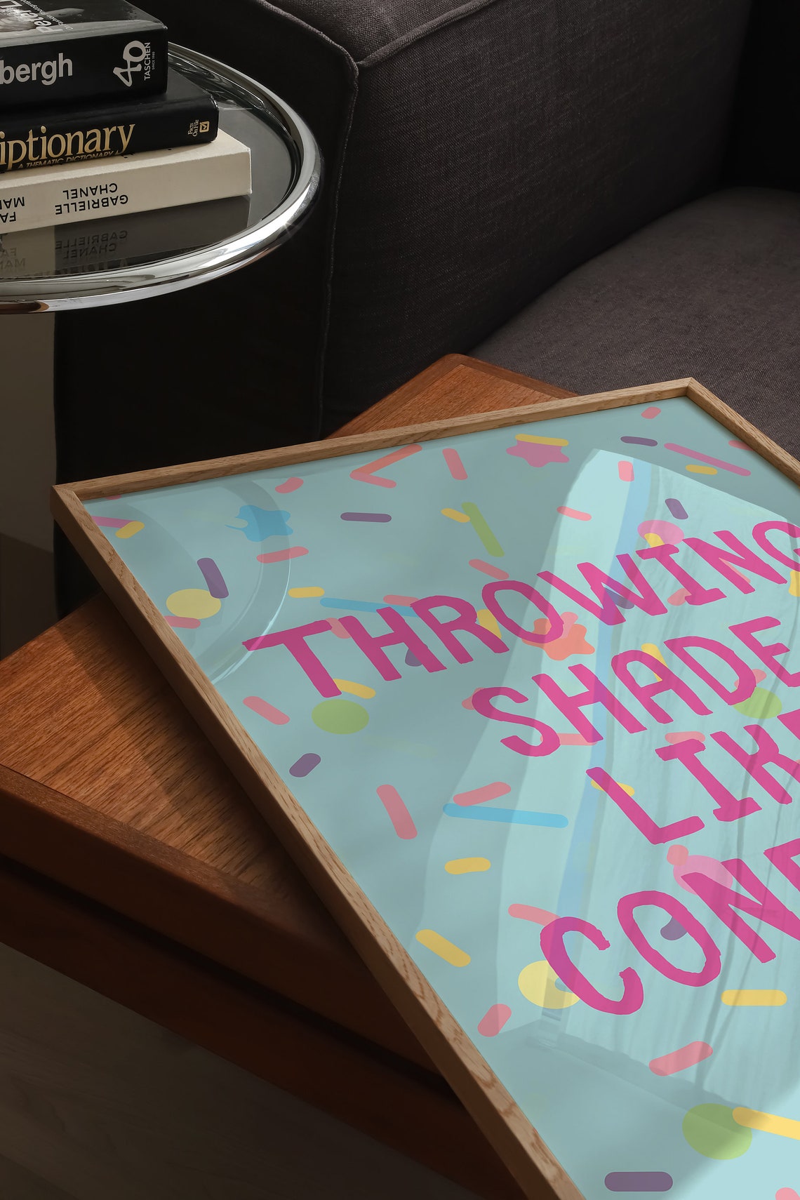 Throwing Shade Like Confetti Hot Pink Turquoise Typography Poster - Image 2
