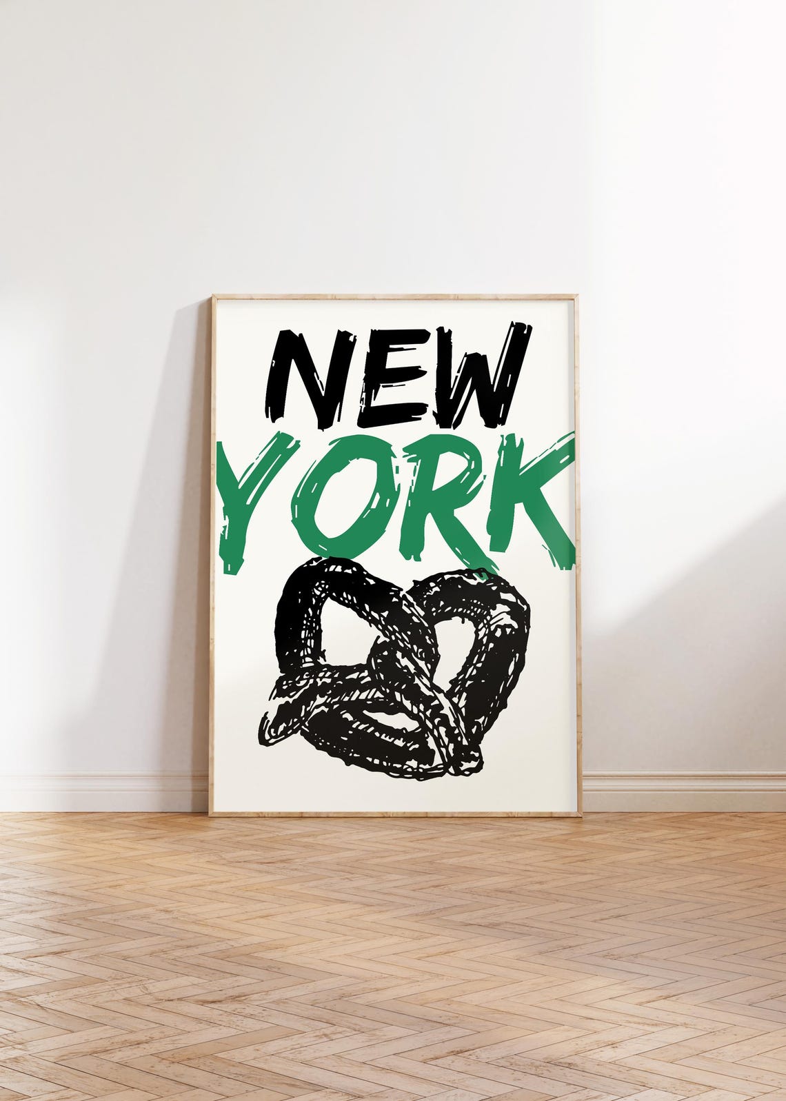 New York City Pretzel Brush Lettering Sketch Typography Poster - Image 4
