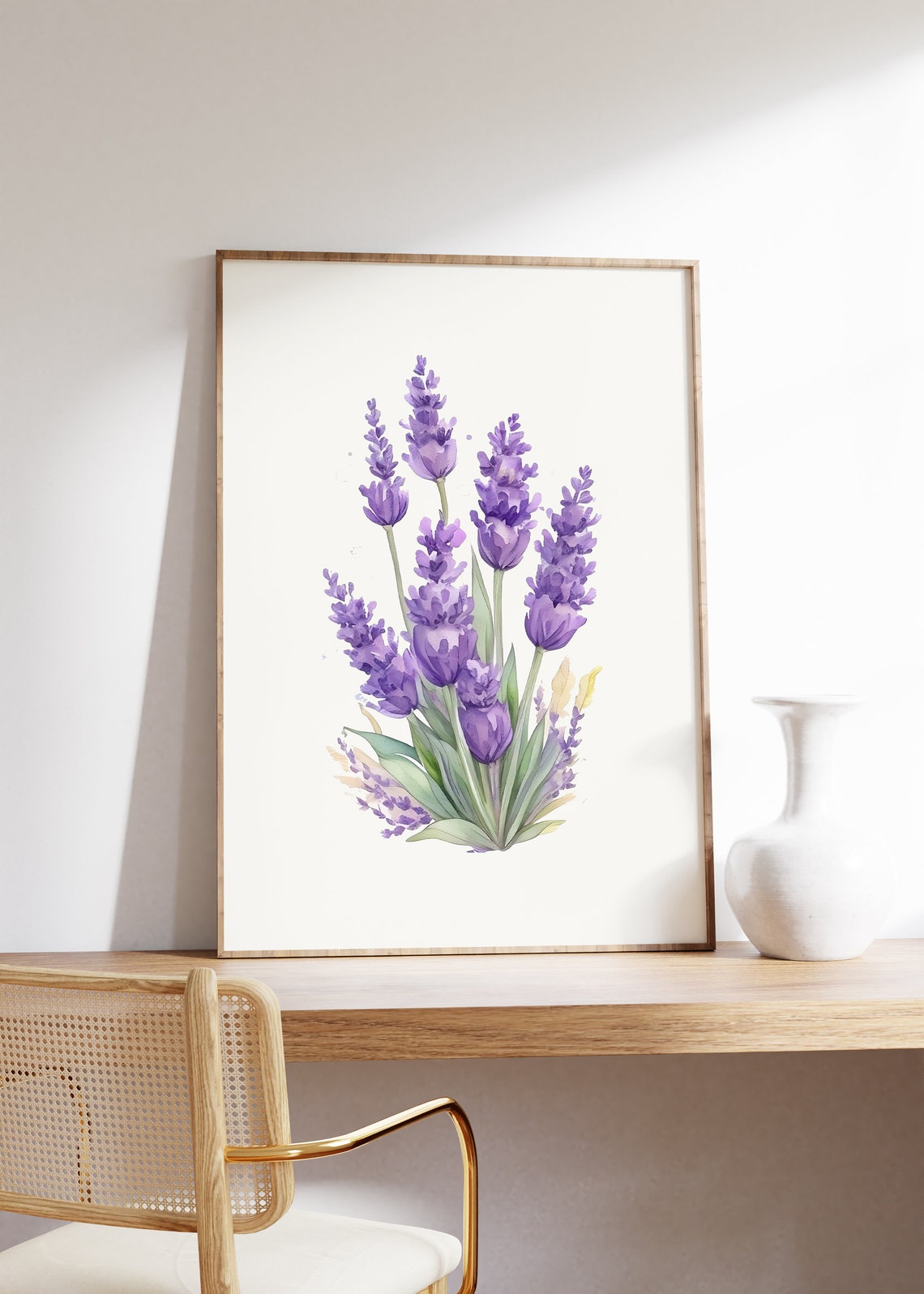 Tall Purple Lavender Sprigs Watercolor Botanical Flower Poster - Image 4