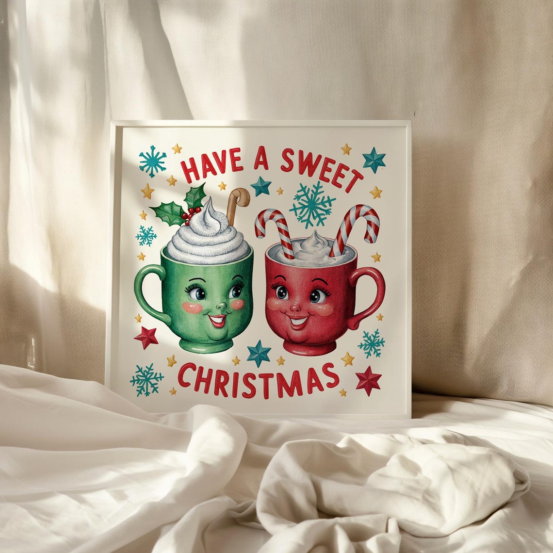 Have a Sweet Christmas Smiling Cocoa Mugs Retro Holiday Art Print - Image 5