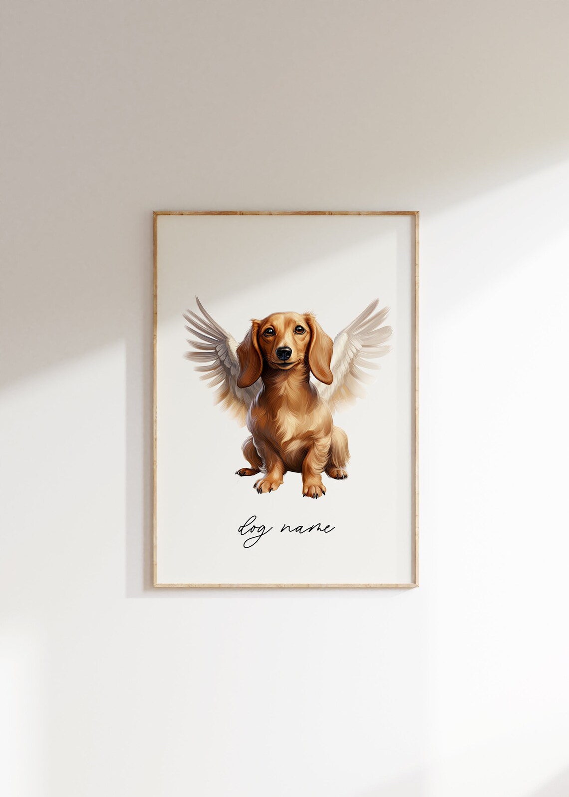 Dachshund Dog Memorial Rainbow Bridge Print Pet Loss Memorial Portrait Angel Dog Print Pet Loss Sympathy Gift Custom Dog Memorial Gift - Image 2