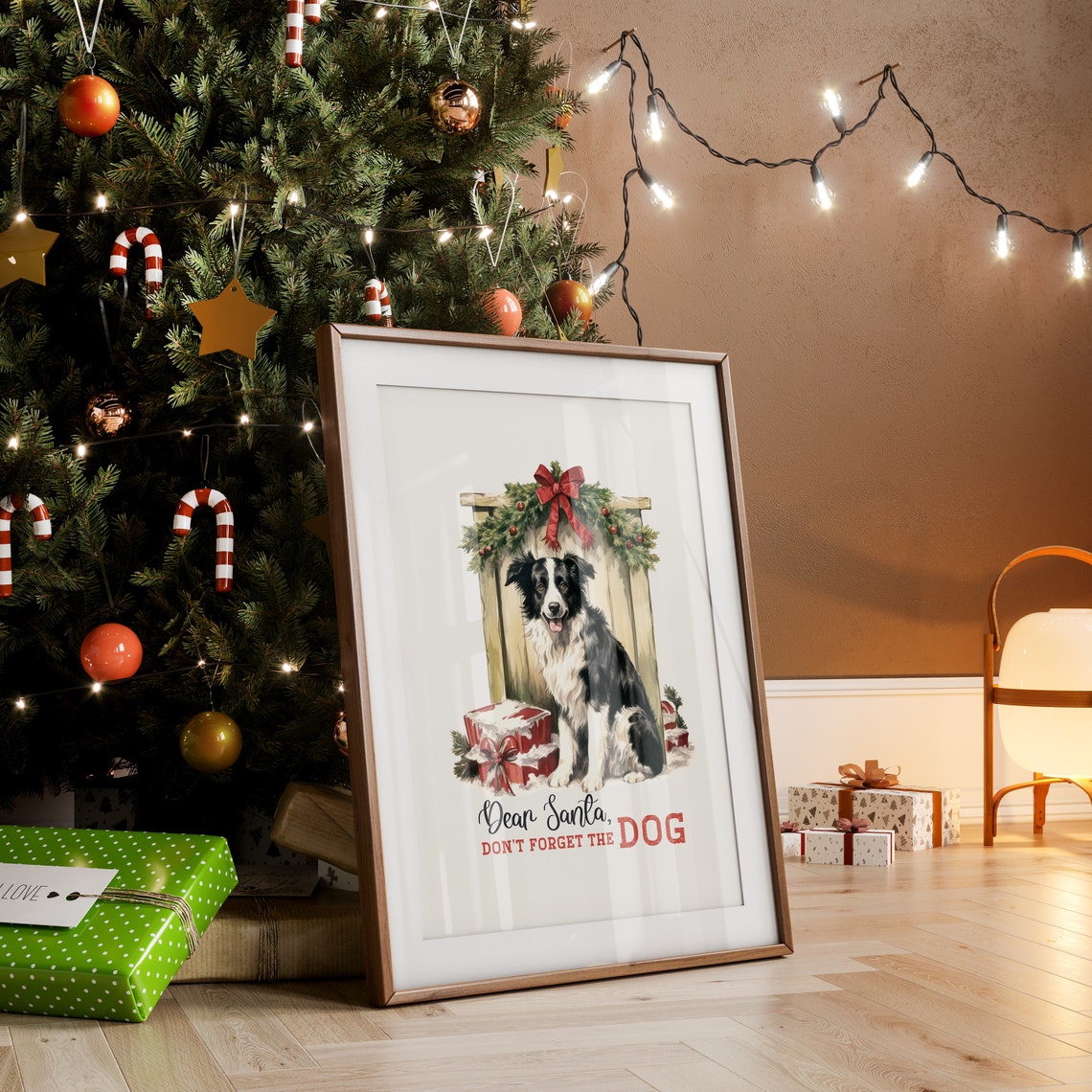 Dear Santa Don't Forget The Dog Border Collie Christmas Poster - Image 3