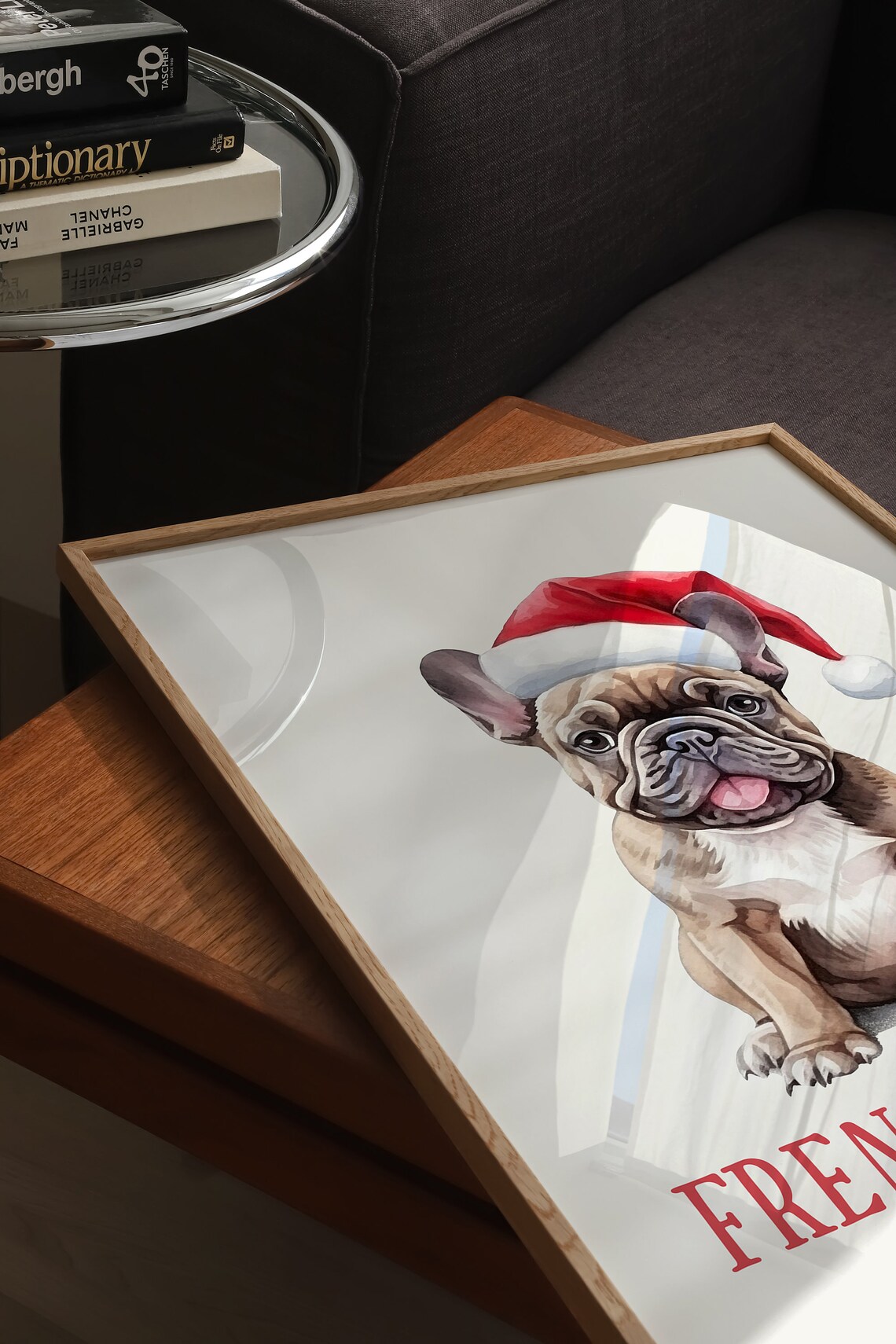 Frenchie Claus French Bulldog Puppy In Santa Hat Christmas Poster - Image 5