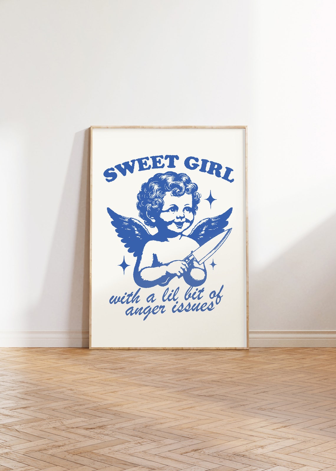 Sweet Girl With A Lil Bit Of Anger Issues Blue Cherub Quote Poster - Image 5