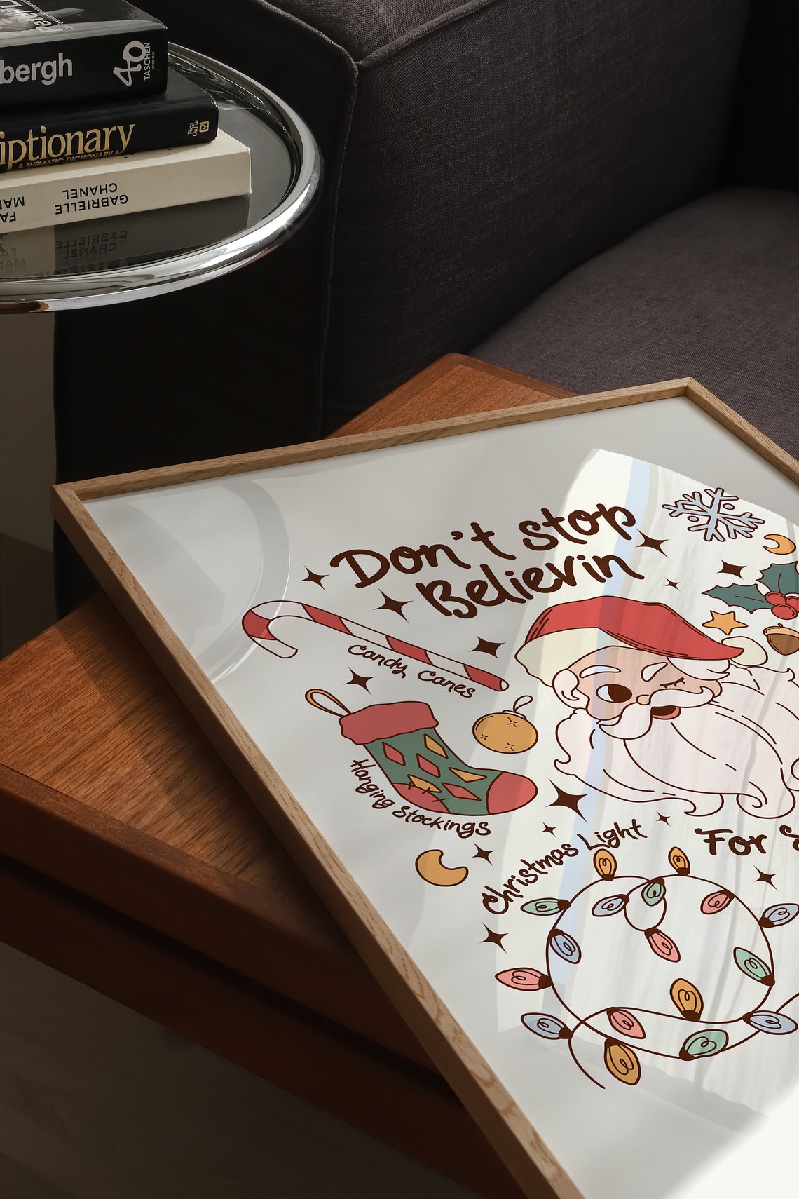 Don't Stop Believin Winking Santa Doodle Christmas Lights Poster - Image 5