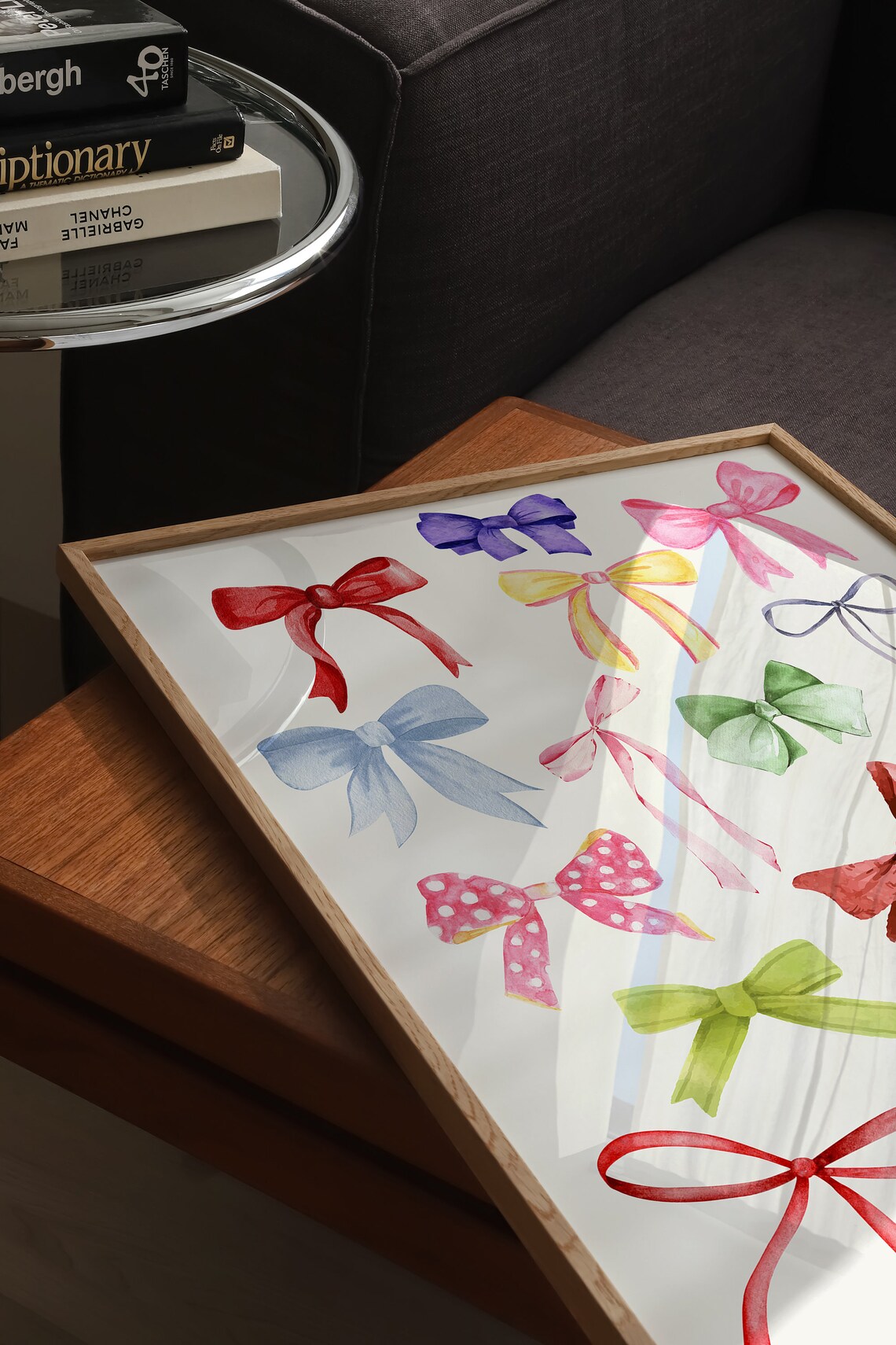 Colorful Watercolor Ribbon Bows Pattern Coquette Aesthetic Poster - Image 4