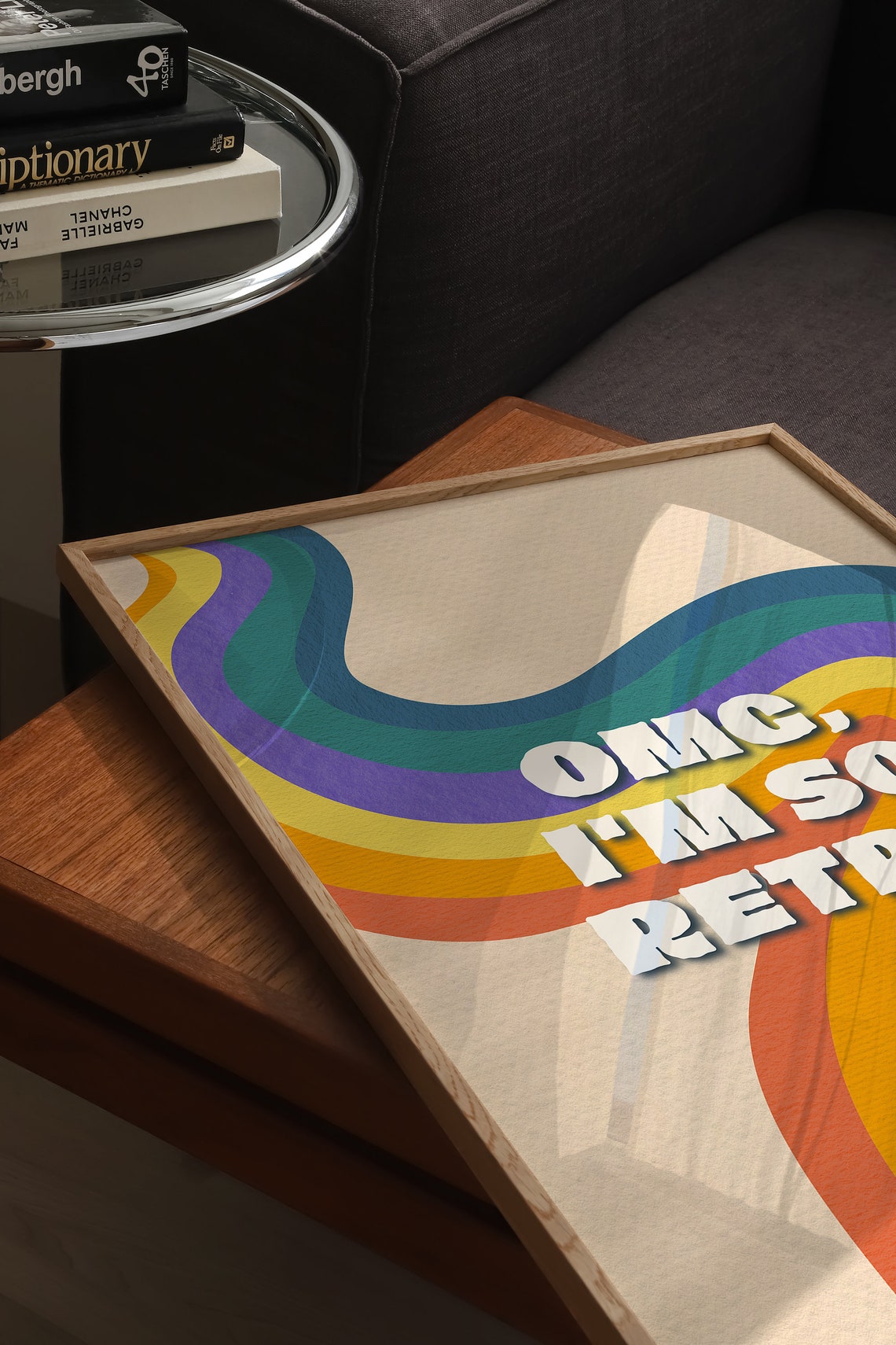 Omg Im So Retro Groovy Rainbow Waves 70s Style Typography Poster - Image 3
