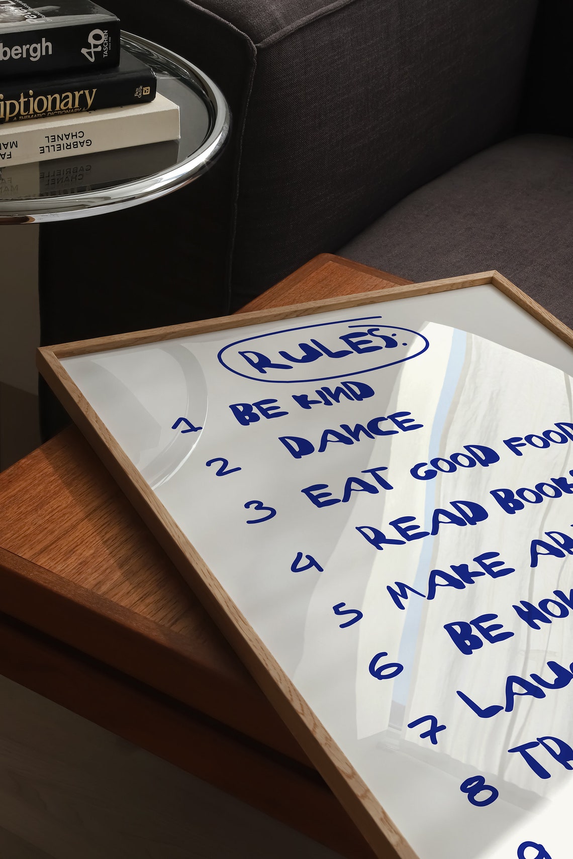 Nine House Rules List Blue Handwritten Typography Quote Poster - Image 3