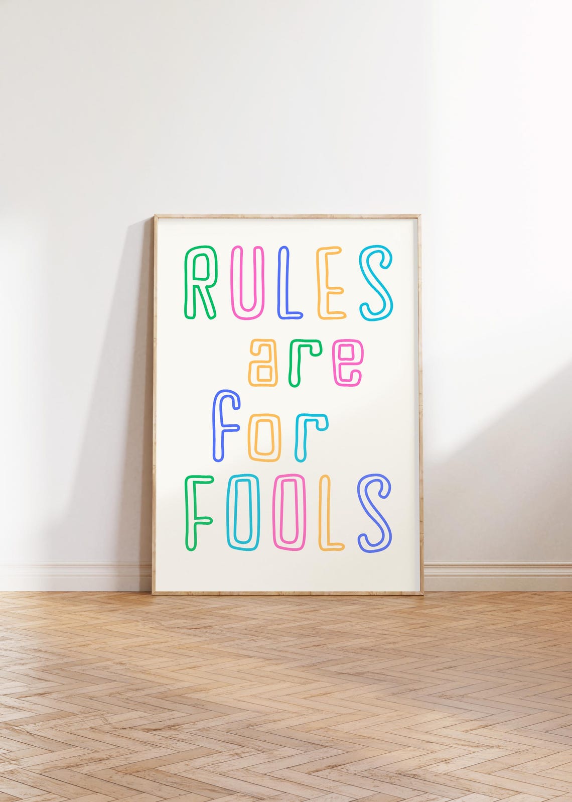 Rules Are for Fools Rainbow Outline Typography Quote Poster Art - Image 3