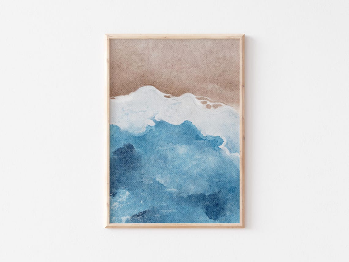 Deep Blue Ocean Waves Crashing With White Sea Foam Painting Print - Image 4