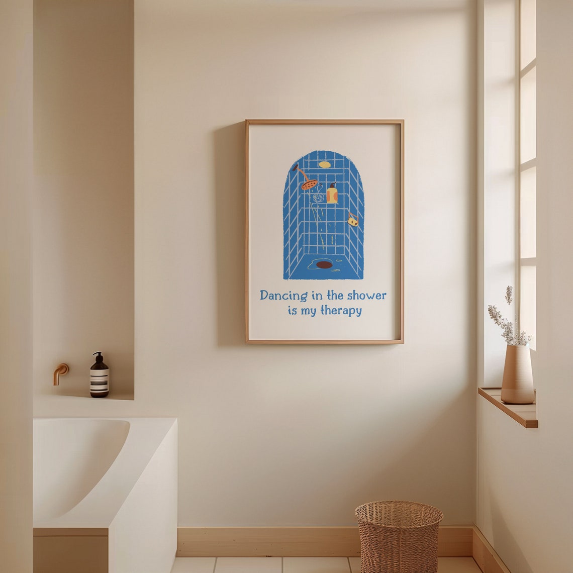 Dancing In The Shower Is My Therapy Blue Tile Illustration Poster - Image 5