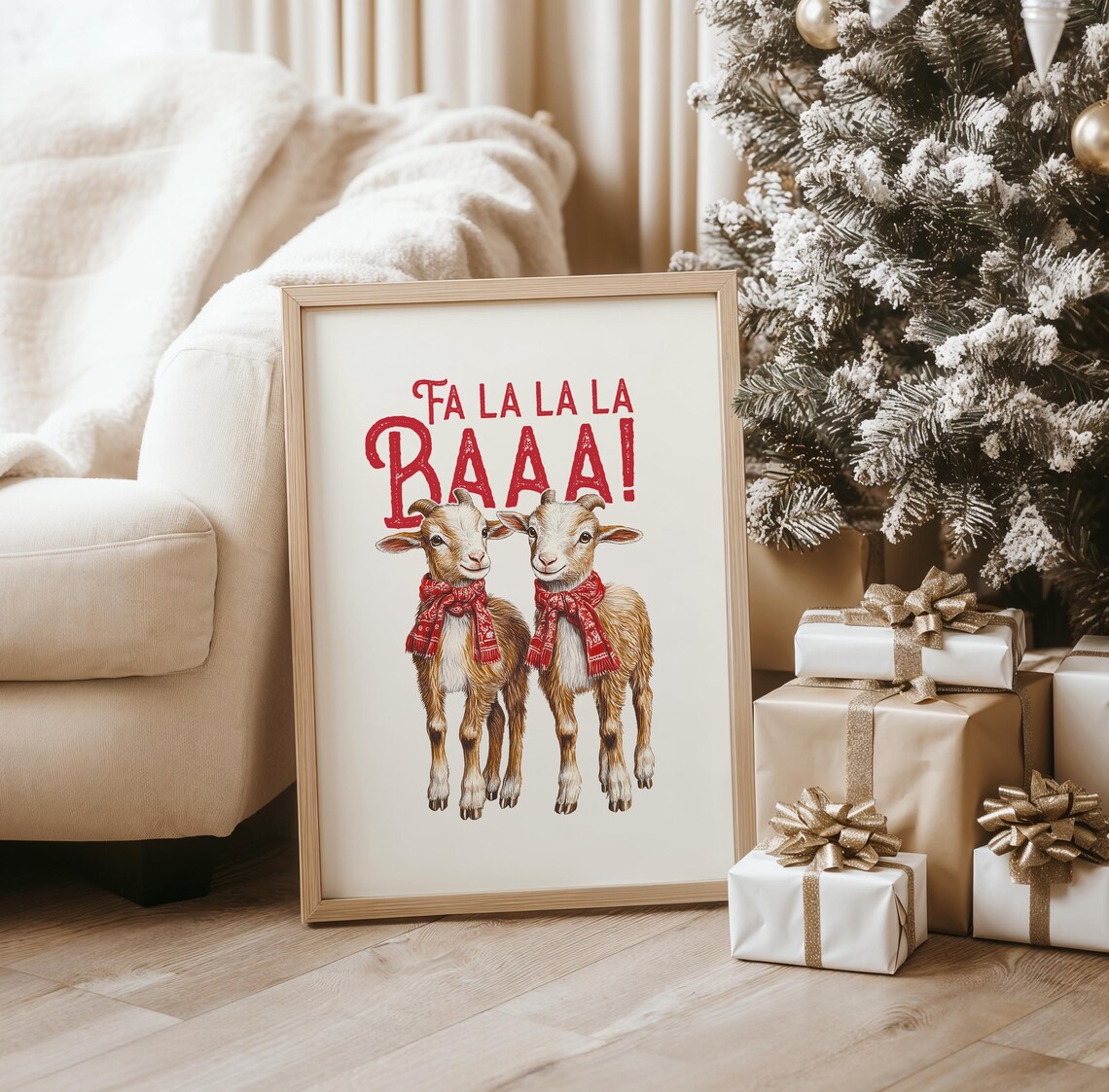 Santa's Silliest Goose Christmas Geese Wearing Santa Hats Poster - Image 3