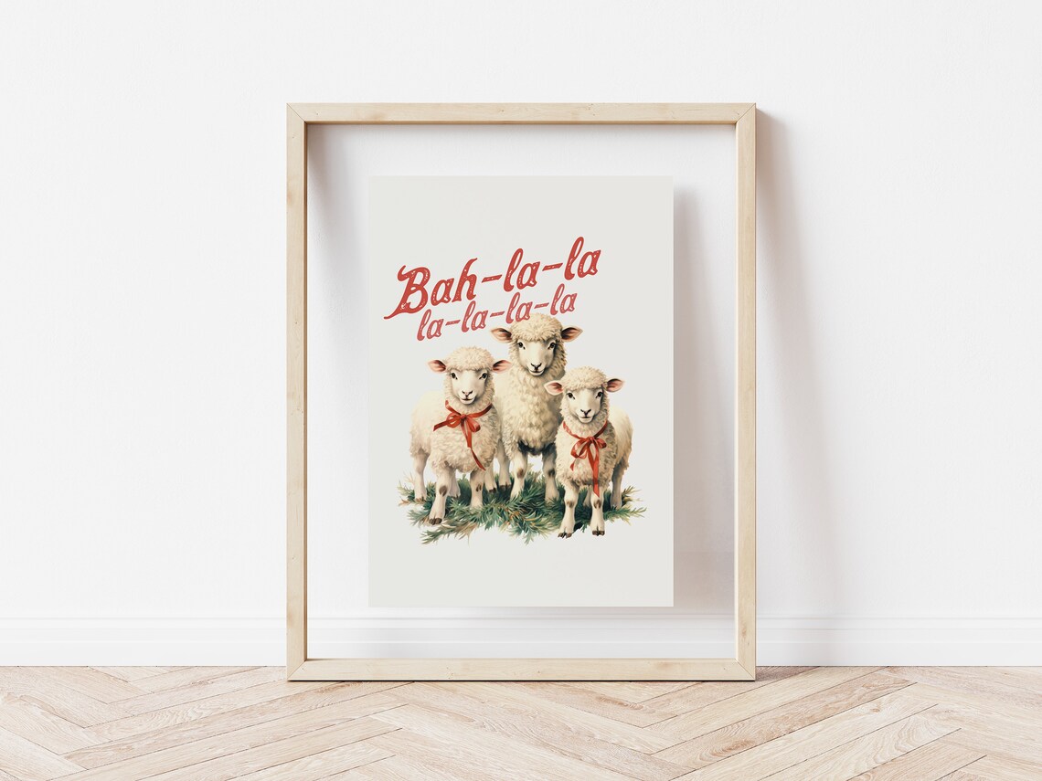 Bah La La La Christmas In The Barn Farm Christmas Print Christmas Farmhouse Christmas Winter Scene Print Small Town Christmas - Image 5